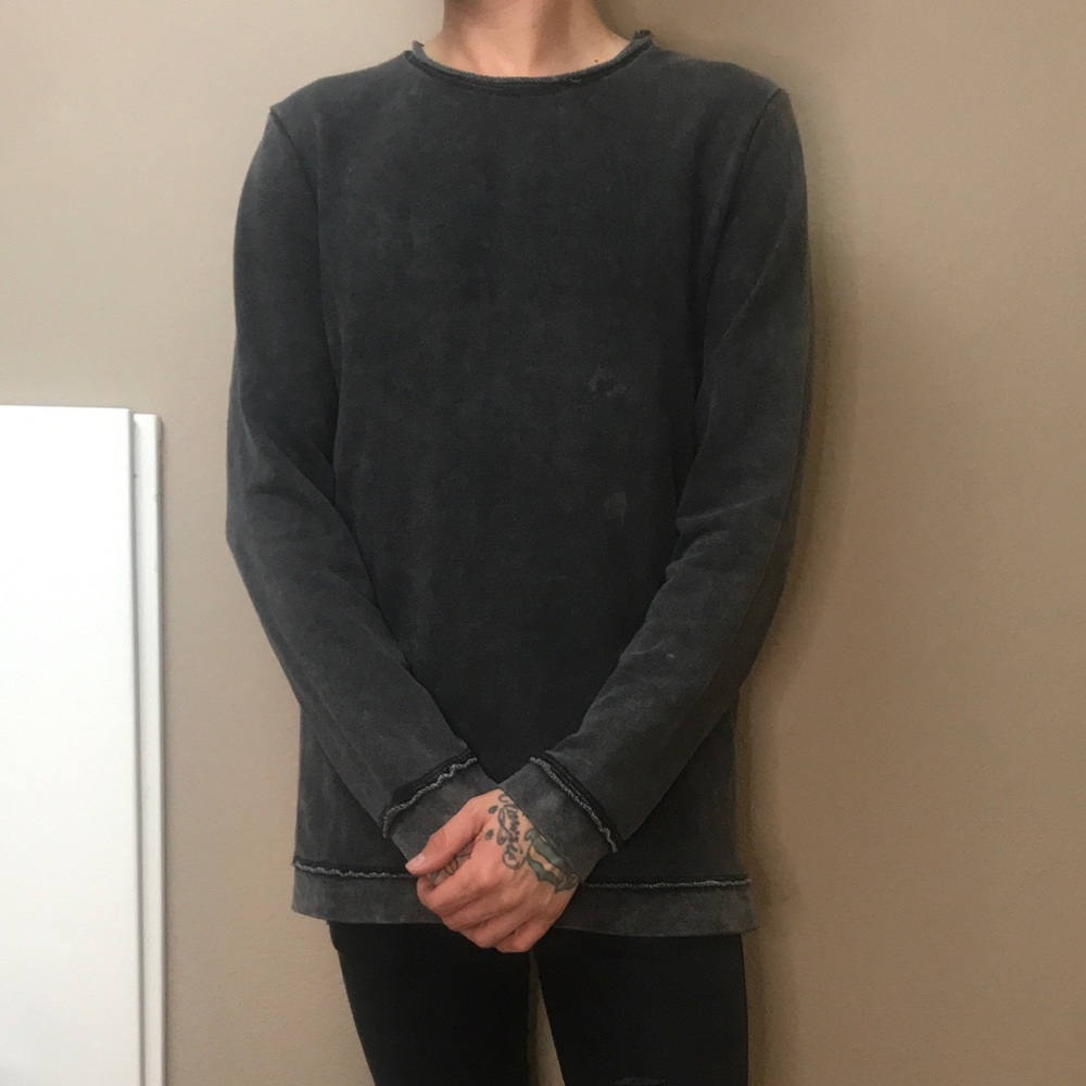 Grey distressed alternative grunge sweater